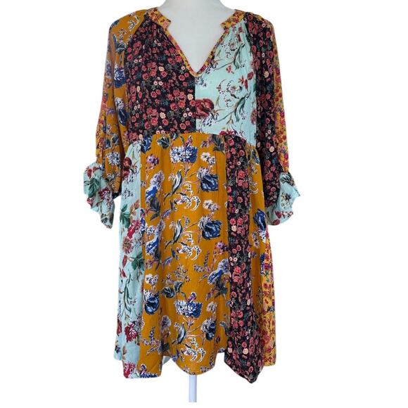 UMGEE Sunshine Honey Mixed Floral Print Babydoll Dress Sizes Medium or Large - Picture 3 of 9